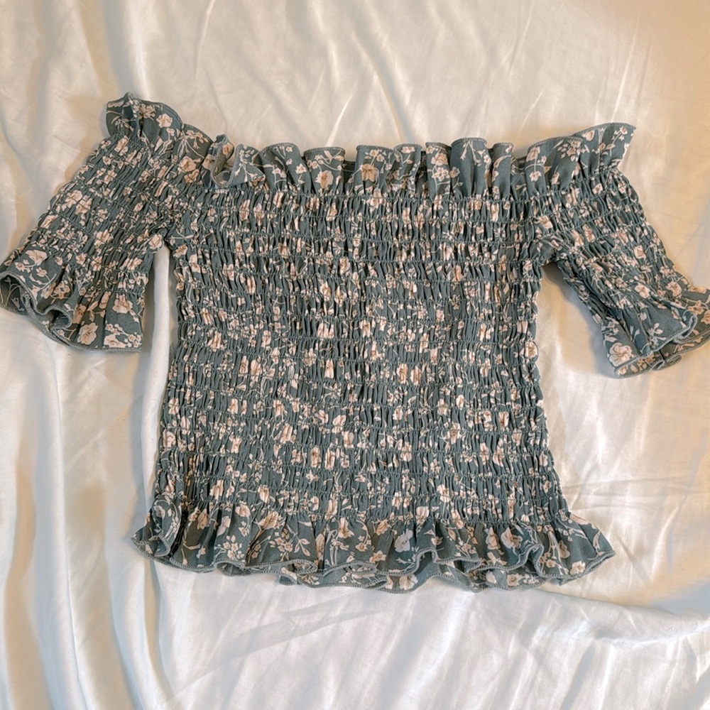 Floral Shirred Crop Top